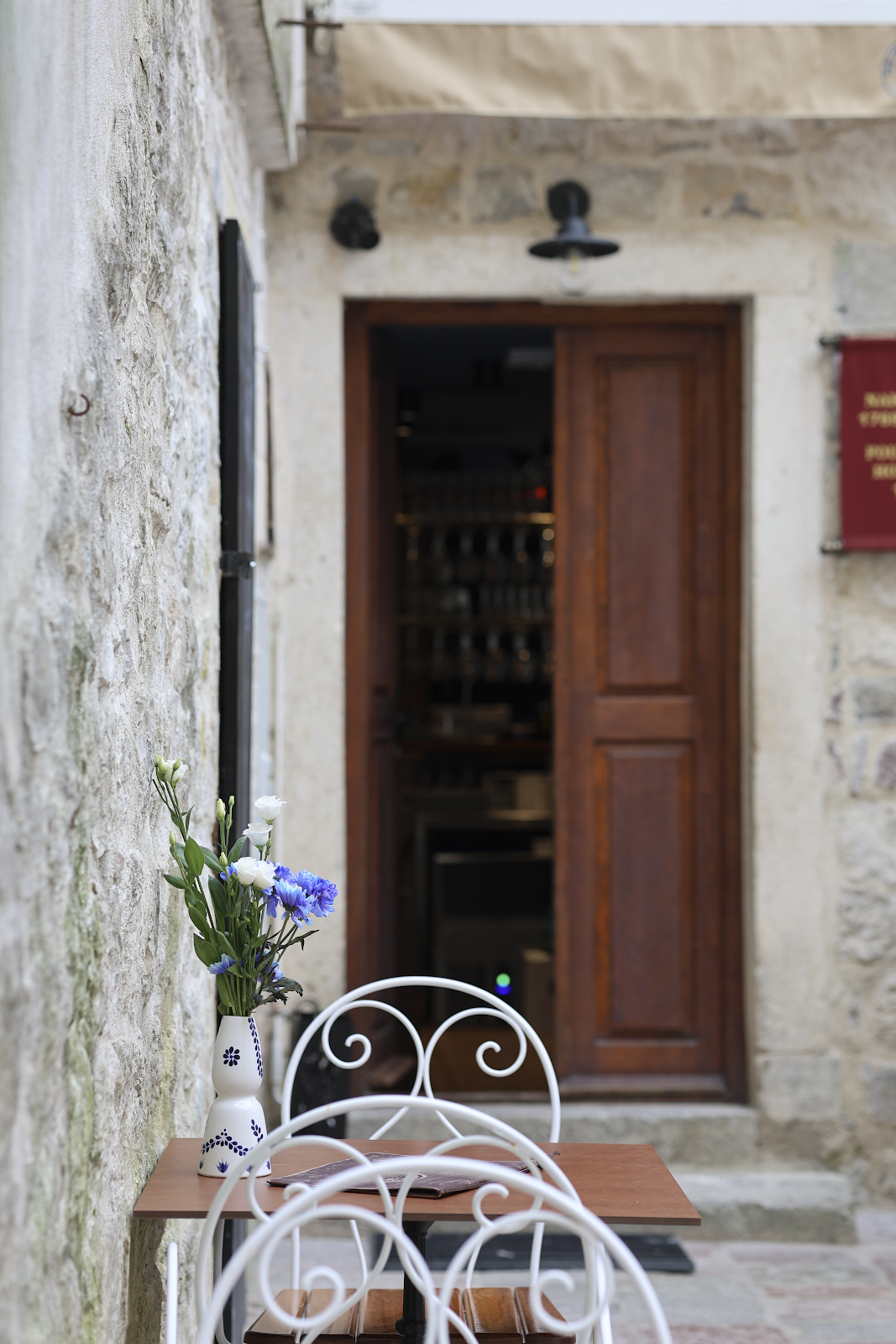 The Drunken Sailor restaurant exterior in the old town of Kotor, Montenegro